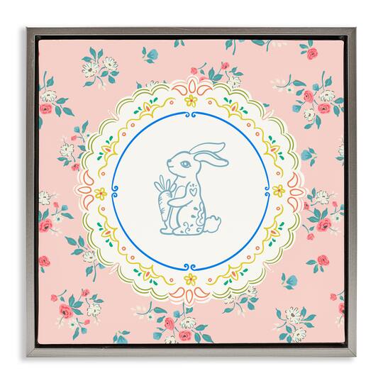 Stupell Industries Whimsical Spring Bunny Floating Frame Wall Art